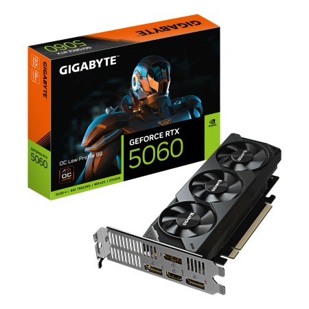 GIGABYTE GeForce RTX 5060 OC Low Profile 8G Graphics Card - 8GB GDDR7  128bit  PCI-E 5.0  2512 MHz Core Clock  3 x DisplayPort  