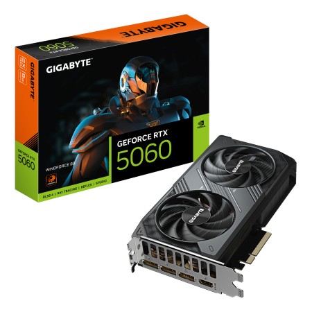 GIGABYTE GeForce RTX 5060 WINDFORCE 8G Graphics Card - 8GB GDDR7  128bit  PCI-E 5.0  2497 MHz Core Clock  3 x DisplayPort  1 x H