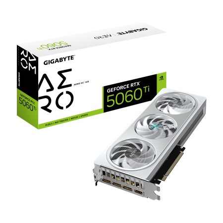 GIGABYTE GeForce RTX 5060 Ti AERO OC 16G Graphics Card - 16GB GDDR7  128bit  PCI-E 5.0  2647MHz Core Clock  3 x DisplayPort  1 x