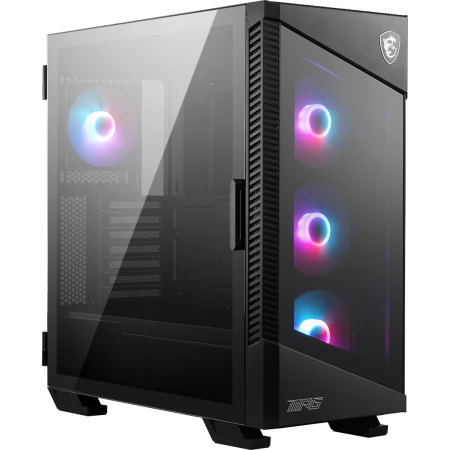 MSI MPG VELOX 100R Mid Tower Gaming Computer Case 'Black  4x 120mm ARGB Fans  1-6 ARGB Hub  ARGB light strip  USB Type-C  Temper