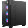 MSI MPG VELOX 100R Mid Tower Gaming Computer Case 'Black  4x 120mm ARGB Fans  1-6 ARGB Hub  ARGB light strip  USB Type-C  Temper