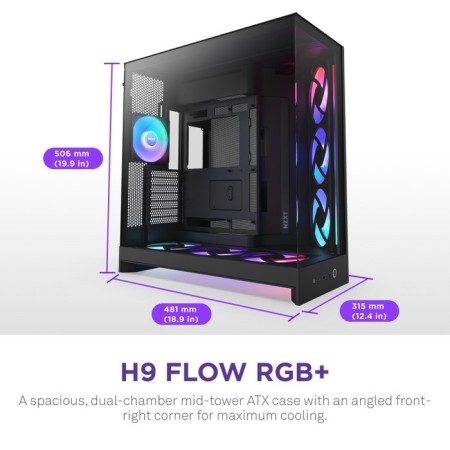 NZXT H9 Flow RGB+ Midi Tower Black