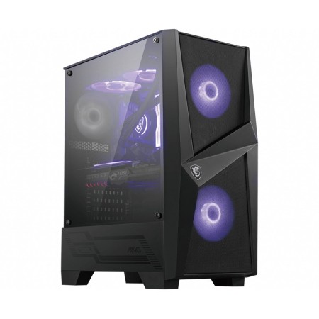 MSI MAG FORGE 100M Mid Tower Gaming Computer Case 'Black  2x 120mm ARGB PWM Fan  1x 120mm Fan  1-6 ARGB Hub  Mystic Light Sync  