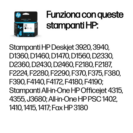Cartuccia originale inchiostro nero HP 21
