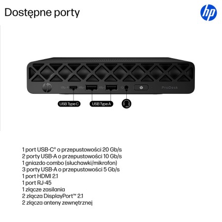 HP ProDesk 4 G1i AI PC Intel Core Ultra 7 265T 16 GB DDR5-SDRAM 1 TB SSD Windows 11 Pro Mini PC Black