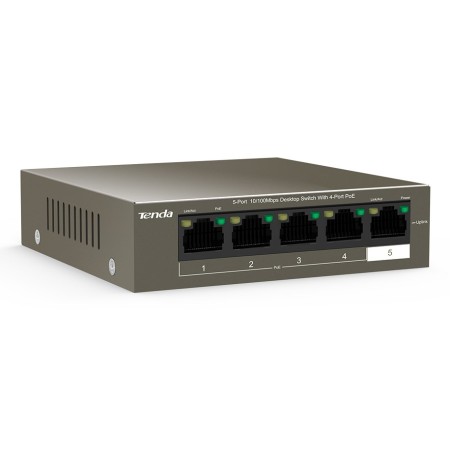 Tenda TEF1105-4-63W network switch Unmanaged Fast Ethernet (10/100) Power over Ethernet (PoE) Desktop/Wall-Mounting Grey
