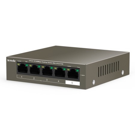 Tenda TEF1105-4-63W network switch Unmanaged Fast Ethernet (10/100) Power over Ethernet (PoE) Desktop/Wall-Mounting Grey