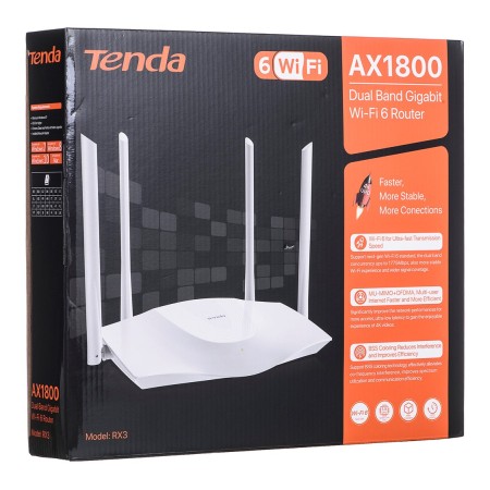 TENDA RX3 WIFI6 dual band gigabit router  white